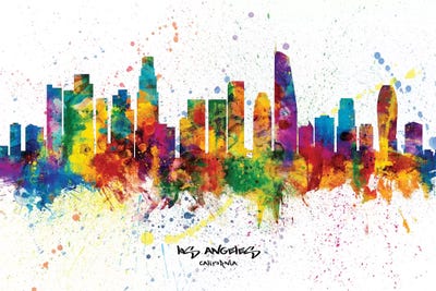Los Angeles California Skyline Splash by Michael Tompsett art print