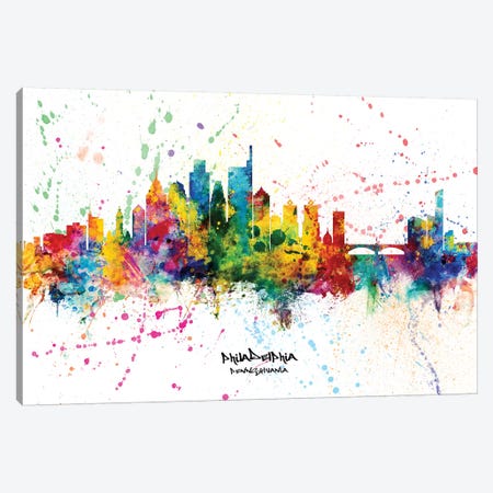Philadelphia Pennsylvania Skyline Splash Canvas Print #MTO2268} by Michael Tompsett Canvas Wall Art