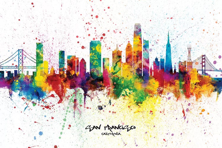 Rainbow Splatter San Francisco California Skyline Splash