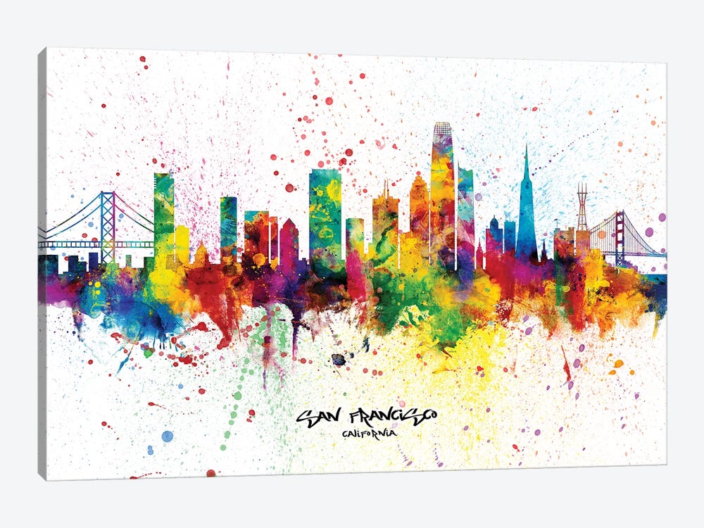 San Francisco California Skyline Splash by Michael Tompsett 1-piece Canvas Print