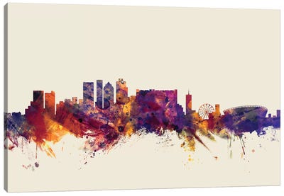 Cape Town, South Africa On Beige Canvas Art Print - South Africa