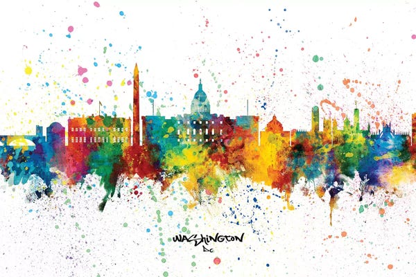 Washington, D.C.: Washington DC Skyline Splash by Michael Tompsett