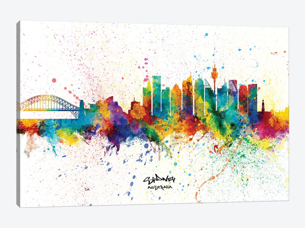 Sydney Australia Skyline Splash by Michael Tompsett 1-piece Canvas Artwork