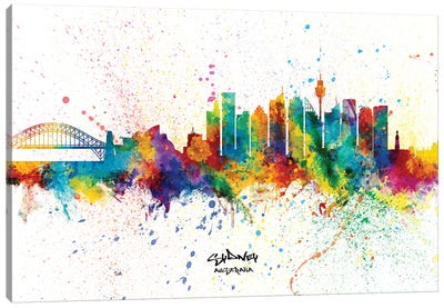 Sydney Australia Skyline Splash Canvas Art Print - New South Wales Art