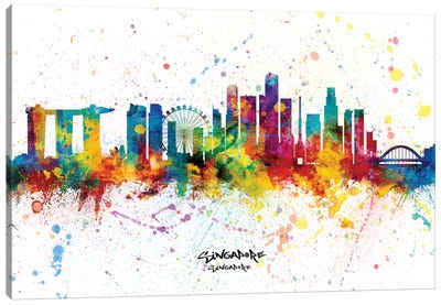 Singapore Singapore Skyline Splash Canvas Art Print - Singapore Art