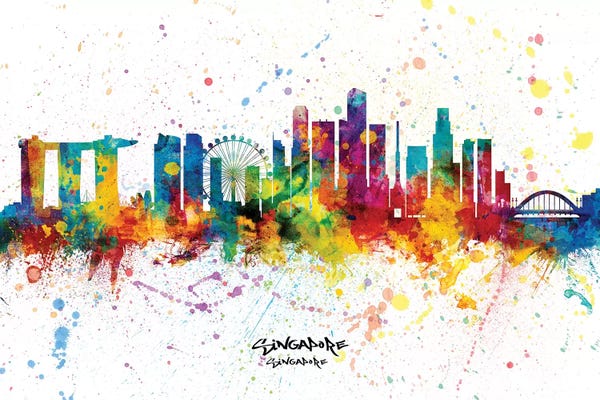 Singapore: Singapore Singapore Skyline Splash by Michael Tompsett
