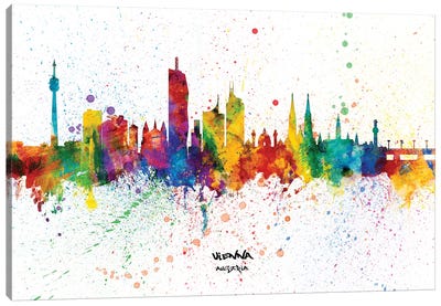 Vienna Austria Skyline Splash Canvas Art Print - Vienna Art