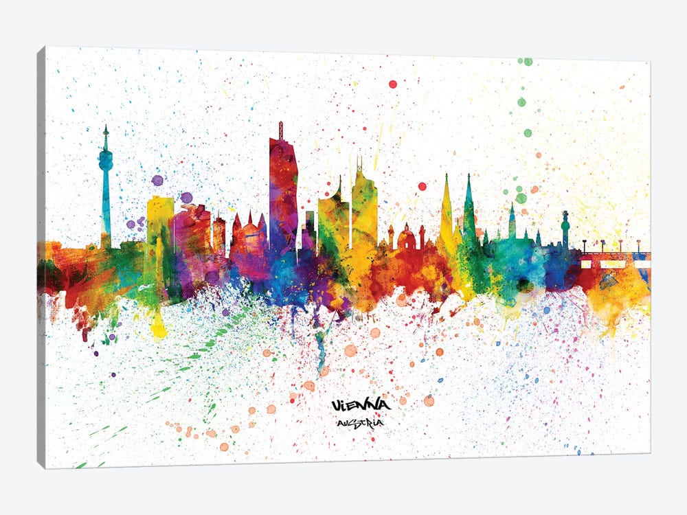 Vienna Austria Skyline Splash by Michael Tompsett 1-piece Art Print