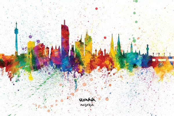 Vienna: Vienna Austria Skyline Splash by Michael Tompsett