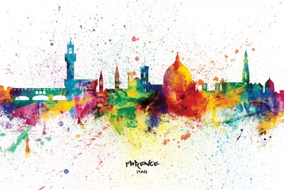 Florence Italy Skyline Splash by Michael Tompsett metal wall art