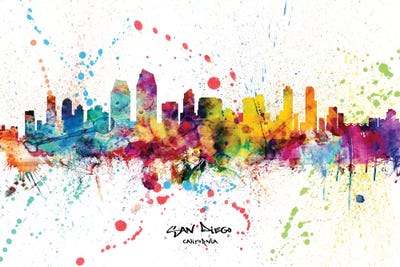 San Diego California Skyline Splash by Michael Tompsett canvas print