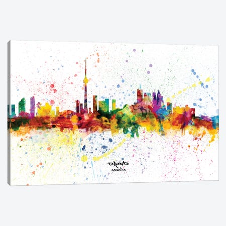 Toronto Canada Skyline Splash Canvas Print #MTO2281} by Michael Tompsett Canvas Artwork