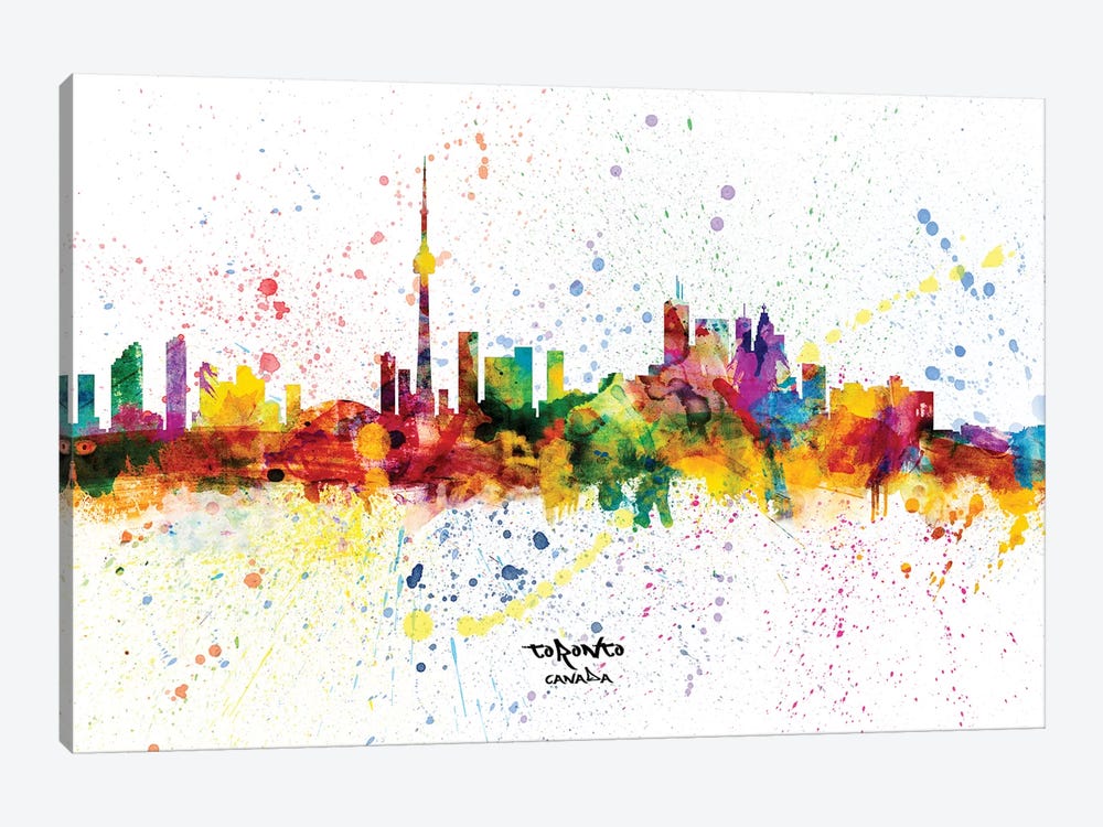 Toronto Canada Skyline Splash by Michael Tompsett 1-piece Canvas Print