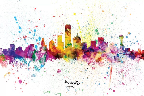 Texas: Dallas Texas Skyline Splash by Michael Tompsett