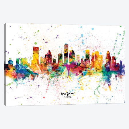 Houston Texas Skyline Splash Canvas Print #MTO2284} by Michael Tompsett Canvas Art Print