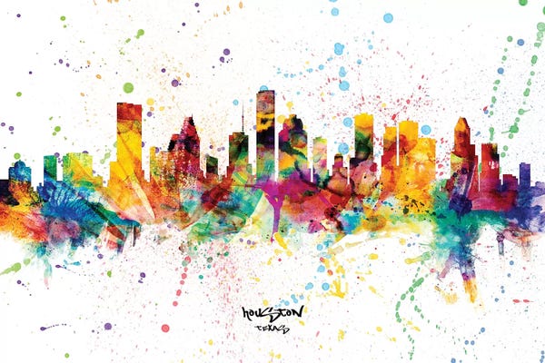 Michael Tompsett: Houston Texas Skyline Splash by Michael Tompsett