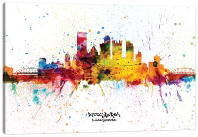 Pittsburgh Pennsylvania Skyline Splash Canvas Art Print - Pittsburgh Skylines