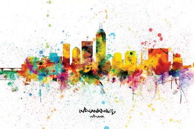 Indianapolis Indiana Skyline Splash by Michael Tompsett canvas print