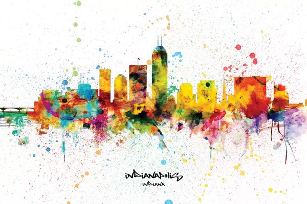 Indiana: Indianapolis Indiana Skyline Splash by Michael Tompsett