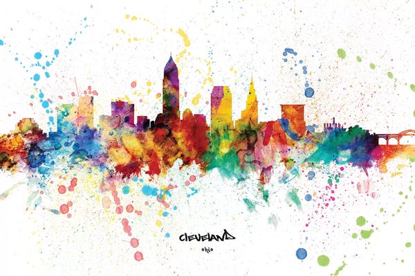 Michael Tompsett: Cleveland Ohio Skyline Splash by Michael Tompsett