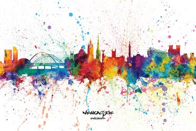 Newcastle England Skyline Splash by Michael Tompsett art print