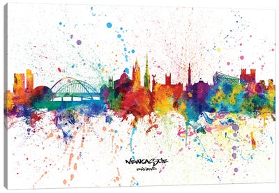 Newcastle England Skyline Splash Canvas Art Print