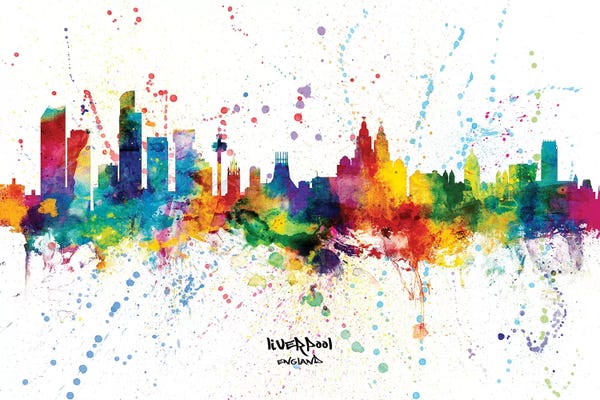 Liverpool: Liverpool England Skyline Splash by Michael Tompsett