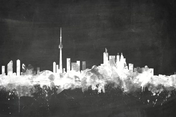 Michael Tompsett: Blackboard Skyline Of  Toronto, Canada by Michael Tompsett