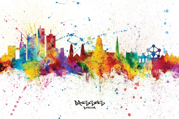 Brussels: Brussels Belgium Skyline Splash by Michael Tompsett