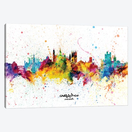 Cambridge England Skyline Splash Canvas Print #MTO2304} by Michael Tompsett Canvas Wall Art