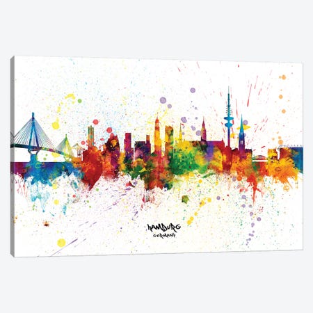 Hamburg Germany Skyline Splash Canvas Print #MTO2308} by Michael Tompsett Canvas Art Print
