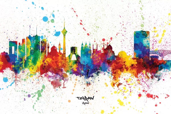 Iran: Tehran Iran Skyline Splash by Michael Tompsett