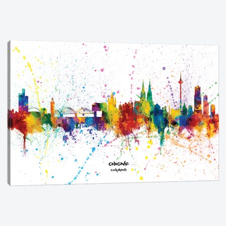 Cologne Germany Skyline Splash Canvas Print #MTO2312} by Michael Tompsett Canvas Wall Art
