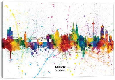 Cologne Germany Skyline Splash Canvas Art Print