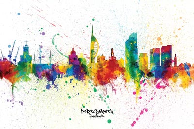Portsmouth England Skyline Splash by Michael Tompsett canvas print