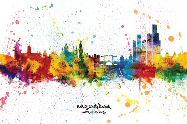Amsterdam: Amsterdam Netherlands Skyline Splash by Michael Tompsett