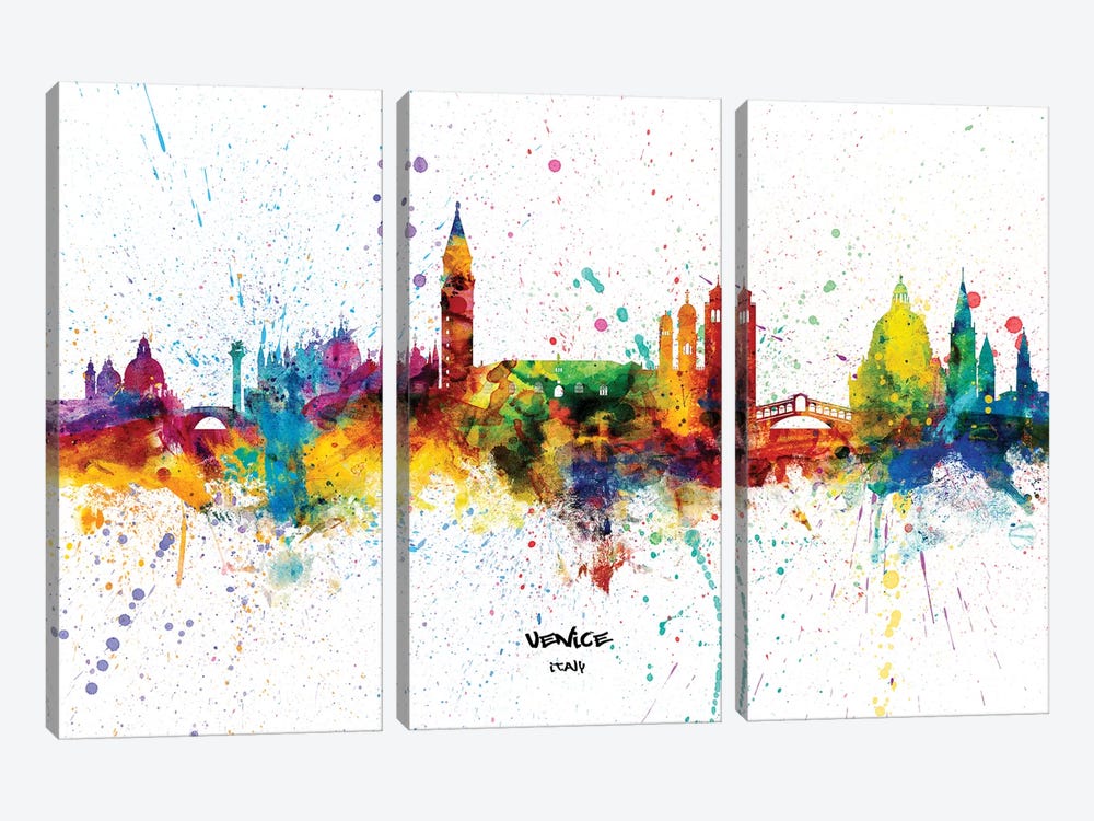 Venice Italy Skyline Splash by Michael Tompsett 3-piece Canvas Print