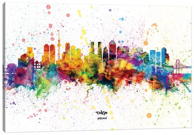 Tokyo Japan Skyline Splash Canvas Art Print - Tokyo Art