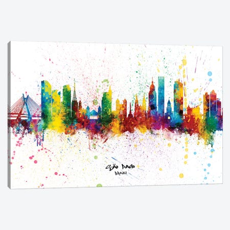 Sao Paulo Brazil Skyline Splash Canvas Print #MTO2319} by Michael Tompsett Canvas Artwork