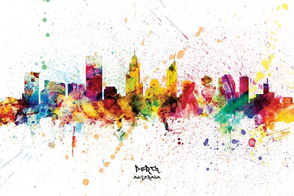 Western Australia: Perth Australia Skyline Splash by Michael Tompsett