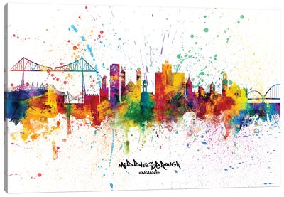 Middlesbrough England Skyline Splash Canvas Art Print