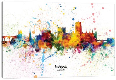 Durham England Skyline Splash Canvas Art Print