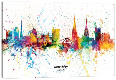 Coventry England Skyline Splash Canvas Art Print