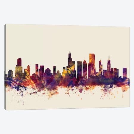 Chicago, Illinois, USA On Beige Canvas Print #MTO232} by Michael Tompsett Canvas Artwork