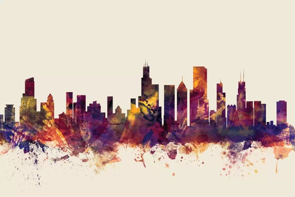 Michael Tompsett: Chicago, Illinois, USA On Beige by Michael Tompsett