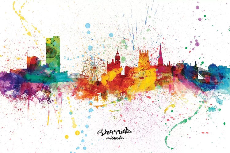 Sheffield England Skyline Splash by Michael Tompsett wall art