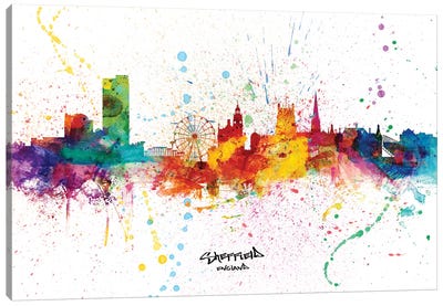 Sheffield England Skyline Splash Canvas Art Print