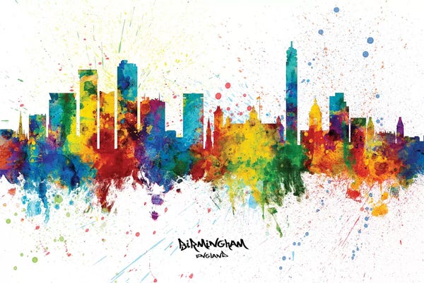 Birmingham: Birmingham England Skyline Splash by Michael Tompsett