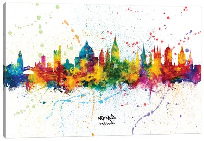 Oxford England Skyline Splash Canvas Art Print