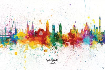 Helsinki Finland Skyline Splash by Michael Tompsett multi panel art